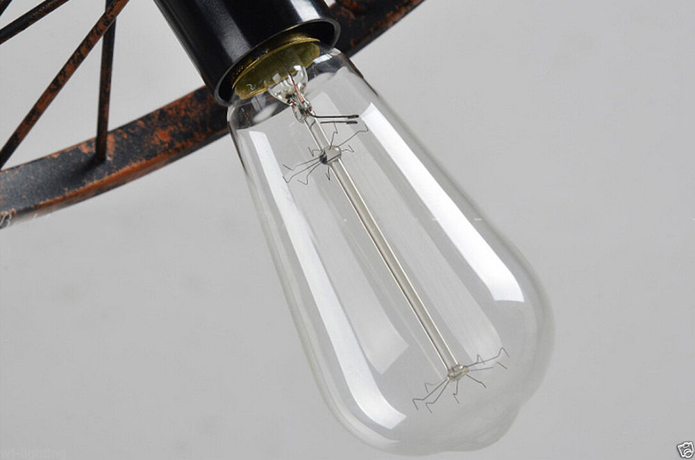 New Wheel Metal Shade LED Ceiling Vintage Retro Chandelier Fitting Pendant Light - Image 6
