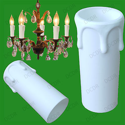 50x White Drip Candle Wax Effect Chandelier Light Bulb Cover Sleeve 70mm x 27mm