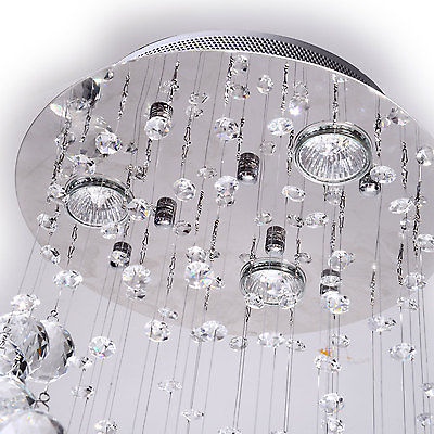 Modern Crystal Chandelier Ceiling Light Pendant Lamp Polished Chrome Finish New - Image 10