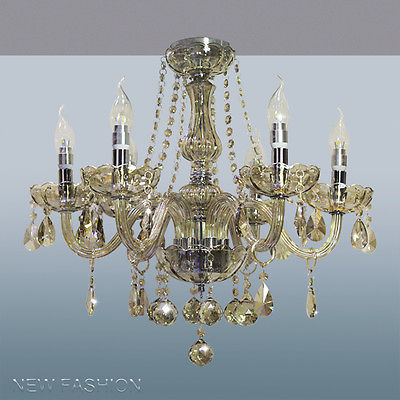 6-Lights Clear or Champagne Marie Therese Crystal Glass Chandelier Ceiling Light - Image 2