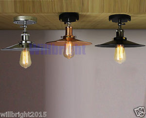 Industrial Retro Vintage Flush Mount Light Metal Shade Ceiling Pendant light LED