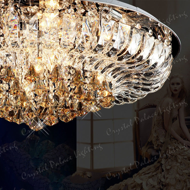 Crystal Ceiling Light Pendant Lamp Fixture 3 Colours Chandelier + Remote Control - Image 4
