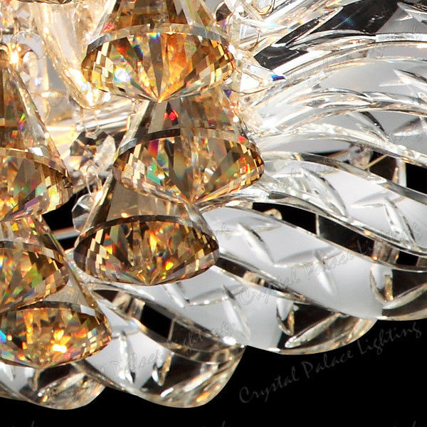 Crystal Ceiling Light Pendant Lamp Fixture 3 Colours Chandelier + Remote Control - Image 5