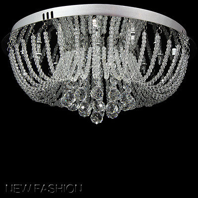 Modern Round Crystal Droplets Ceiling Light Pendant Lamp Chandelier Living Room