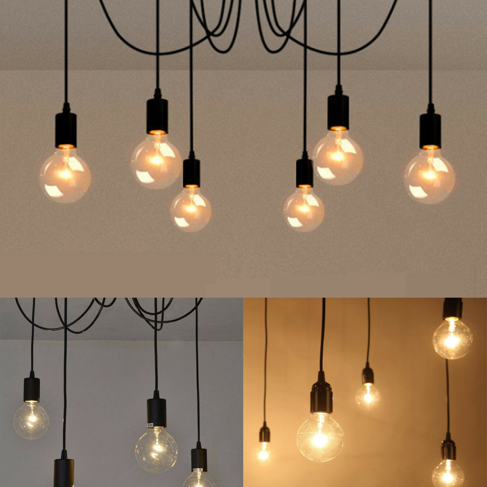 Vintage Pendant Ceiling Shade Industrial Chandelier Light Retro Spider Lamp UK