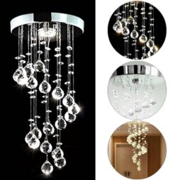 Modern LED Crystal Ceiling Light Lamp Fitting Pendant Chandelier Chrome Lights