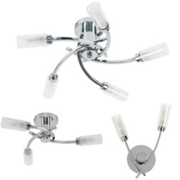 Matching Modern Chrome Ceiling / Wall Lights LED Bulbs Living Room Lighting