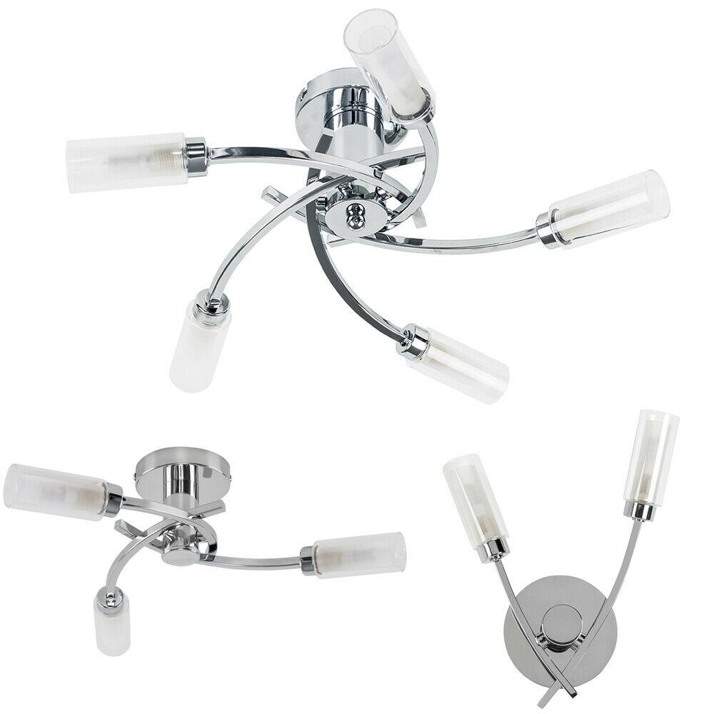Matching Modern Chrome Ceiling / Wall Lights LED Bulbs Living Room Lighting