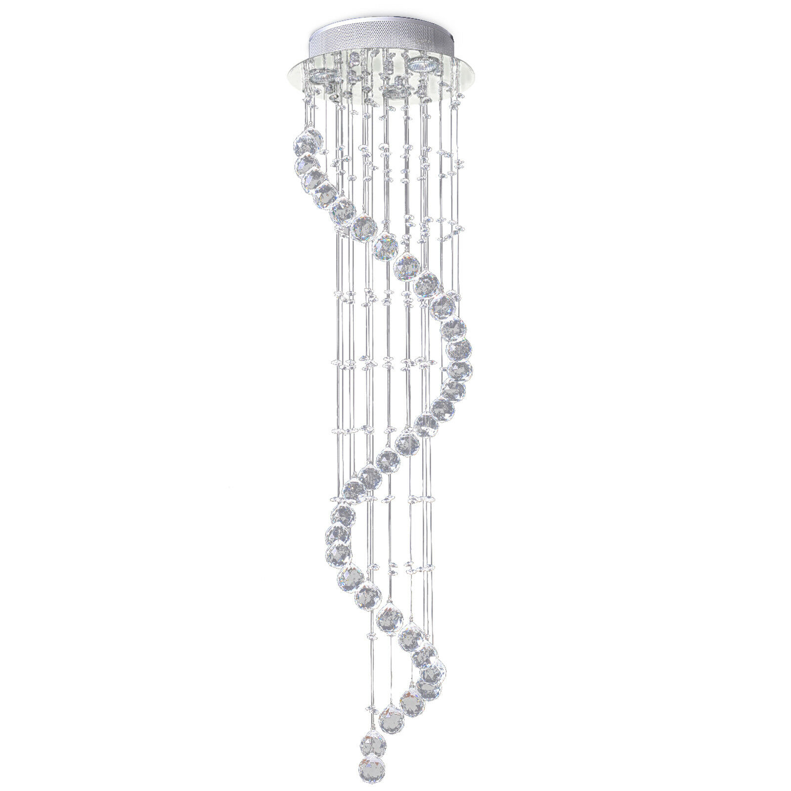 HOMCOM Modern Crystal Droplet Ceiling Light Spiral Cascading Chandelier Lamp