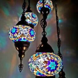 Authentic Turkish Moroccan Glass Mosaic Hanging Lamp Ceiling Light Chandeliers