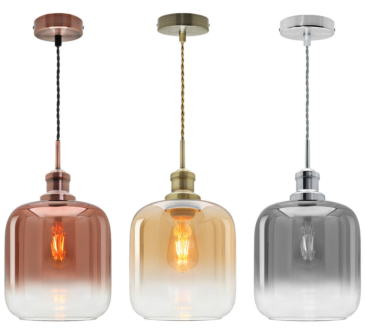 Vintage Smoked Glass Shade Pendant Ceiling Lights Home Pub Club Diner Chandelier