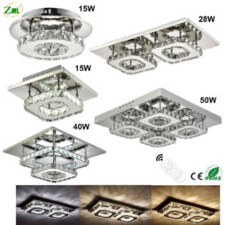 LED Crystal Ceiling Light 220V Modern Pendant Flush Chandelier Lamp Dimmable SMD