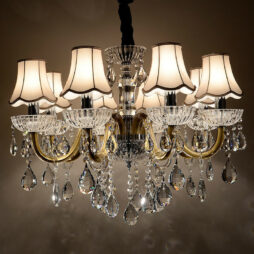 Geniune K9 Crystal Chandelier CLEAR GOLDEN 6/8/10 Arms Candle with Lampshades