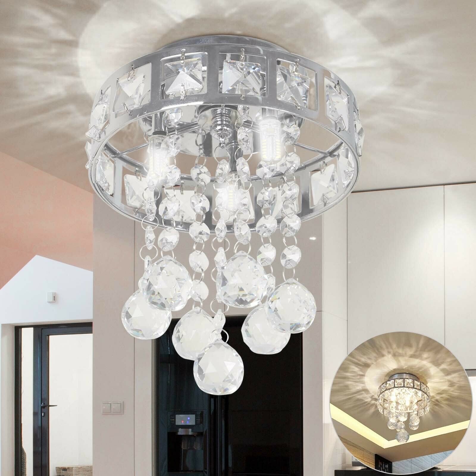 Modern Luxury Crystal LED Ceiling Light Lamp Fitting Pendant Chandelier Decor