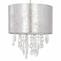 Modern Silver Marble Effect Jewelled Ceiling Light Shade Chandelier Pendant