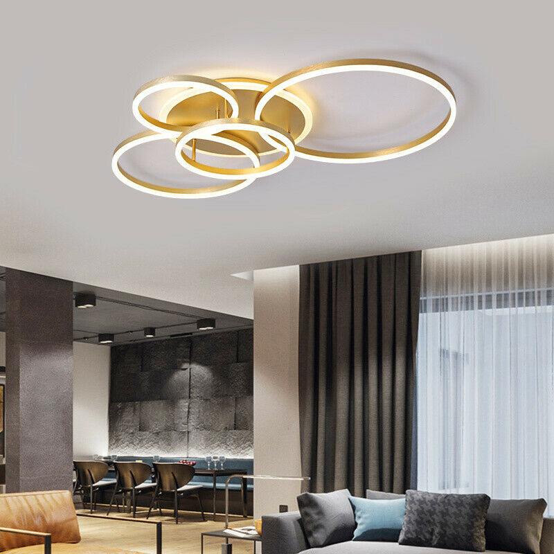 LED Ceiling Light Gold Ring Aluminum Fixture Chandelier Lights Living Bedroom UK