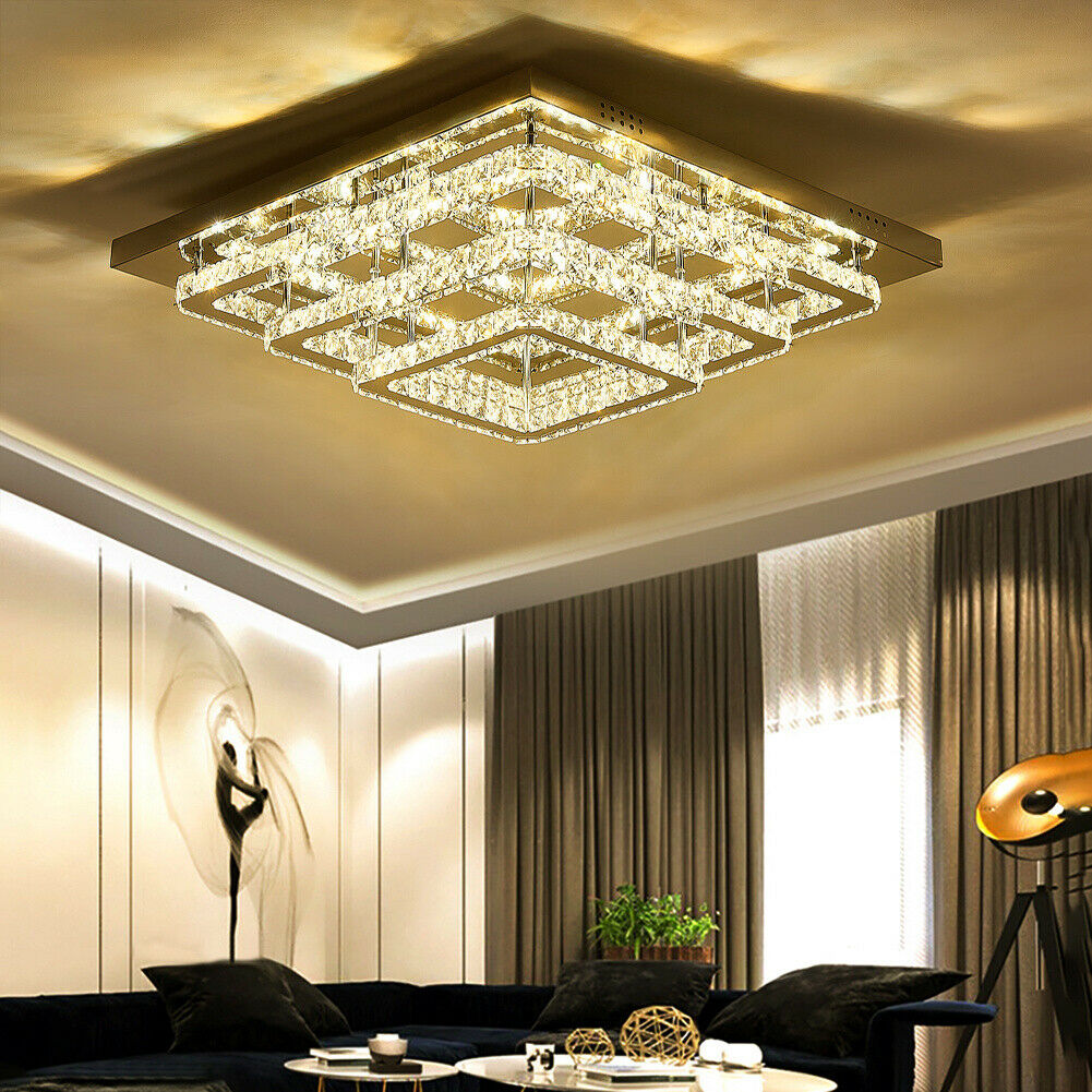 XXL Modern LED Ceiling Light Crystal Chandelier Lamp 20-70cm Living Room Bedroom