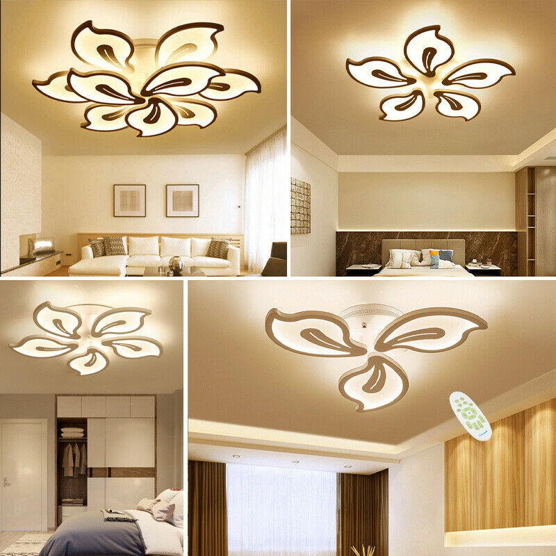 Modern Aluminum LED Ceiling Lights Flower Shaped Chandelier Lamp Living Room UK
