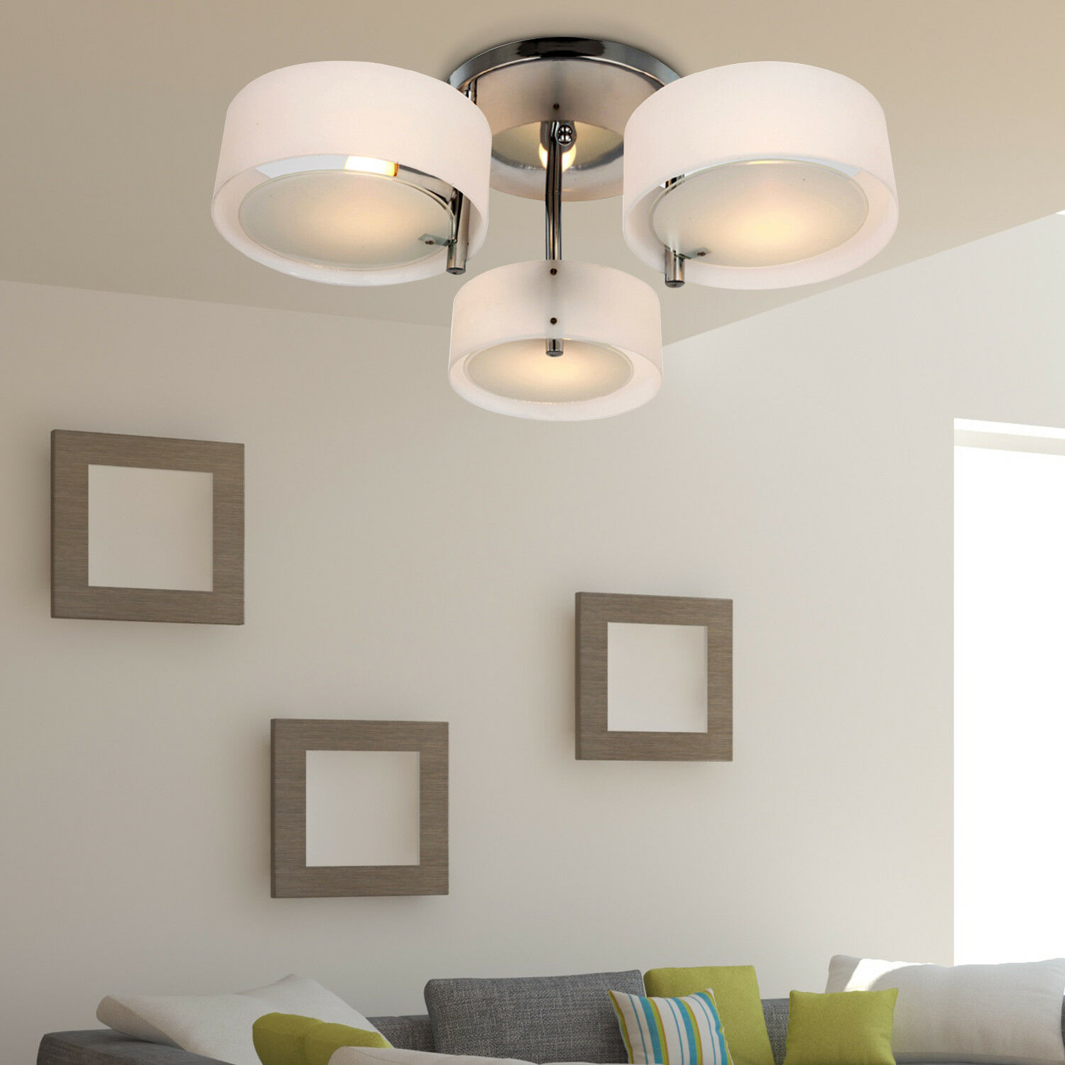 HOMCOM Acrylic Lamp Ceiling Light Pendant Chandelier with 3 Lights Chrome Finish