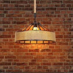 Vintage Retro Industrial Loft Hemp Rope Pendant Light Iron Ceiling Lamp 40CM