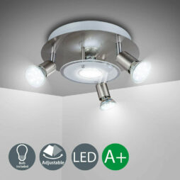 Modern LED Spotlight 4 Way Round Plate Bathroom Kitchen Spot Lighting With Bulbs