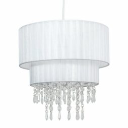 White Two Tier Acrylic Crystal Jewelled Easy Fit Ceiling Chandelier Light Shade