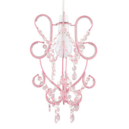 Modern Easy Fit Beaded Pink Ceiling Pendant Light Shade Chandelier Lounge
