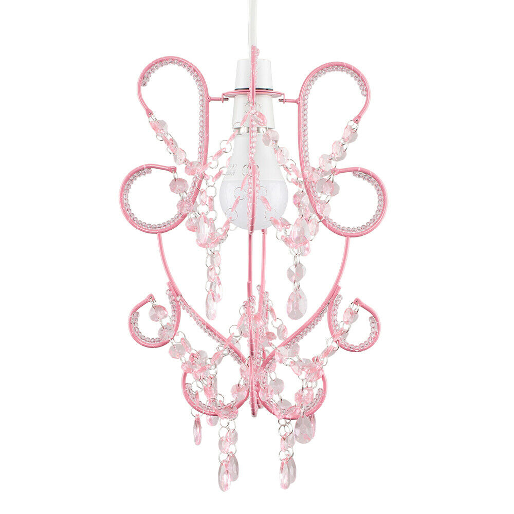 Modern Easy Fit Beaded Pink Ceiling Pendant Light Shade Chandelier Lounge