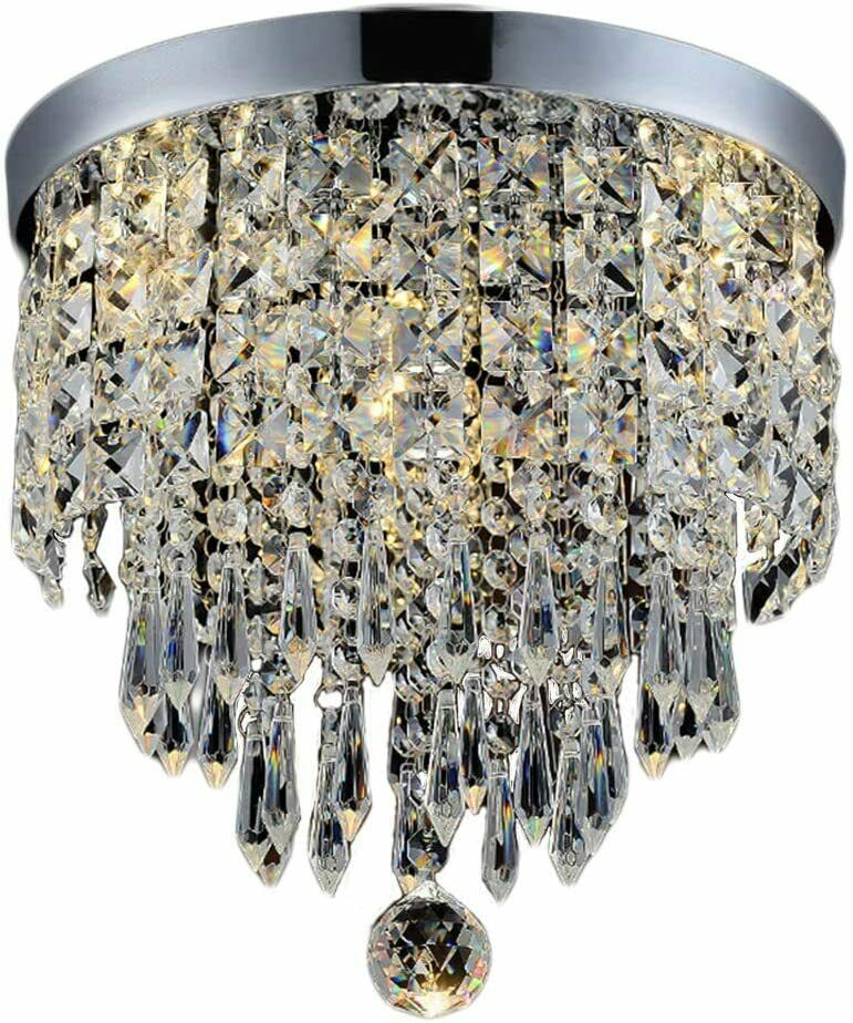 Modern Crystal Glass LED Ceiling Light Flush Mount Chandelier Bedroom Light