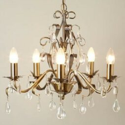 5 Light Chandelier Ceiling Light Floral Style Antique Brass CLEARANCE Litecraft