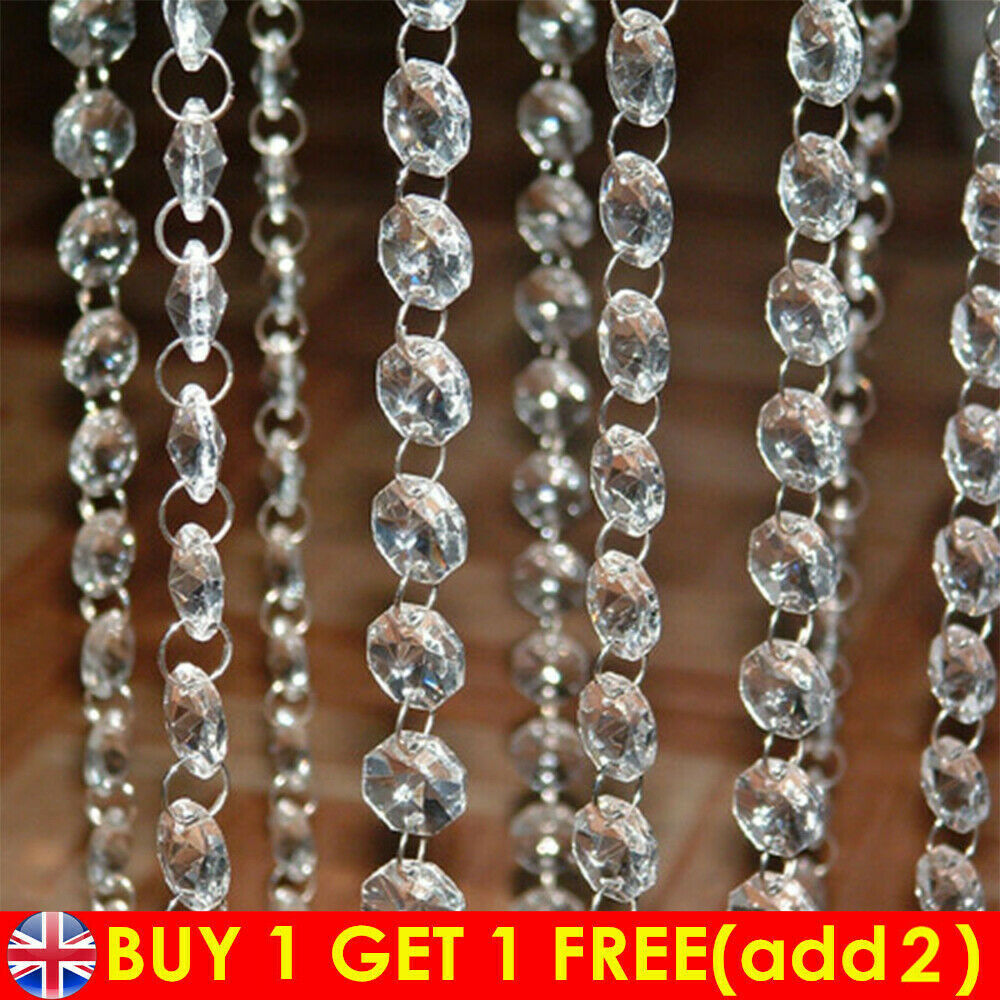 40 Drops 14mm Crystals Droplets Glass Beads Wedding Chandelier Light 2-Hole UK