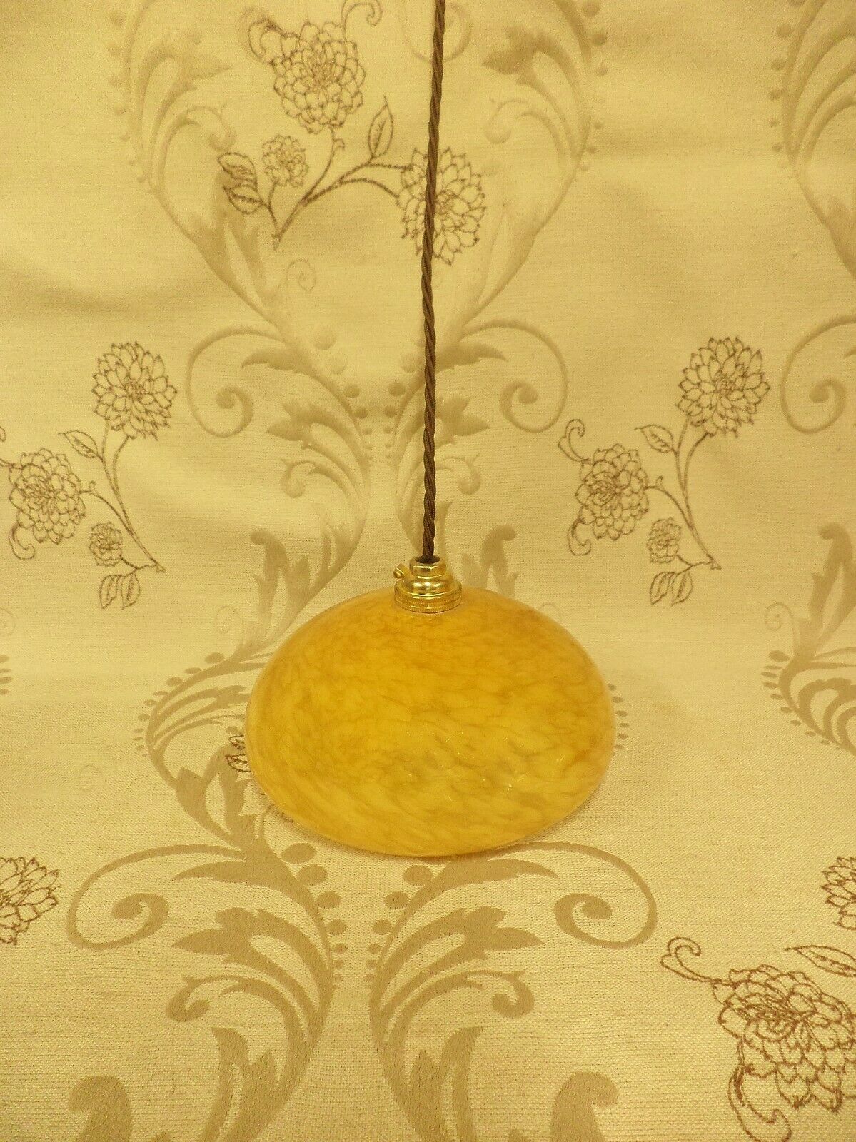 VINTAGE CEILING PENDANT GLASS LIGHT, FRENCH ART DECO STYLE, PERIOD LIGHTING