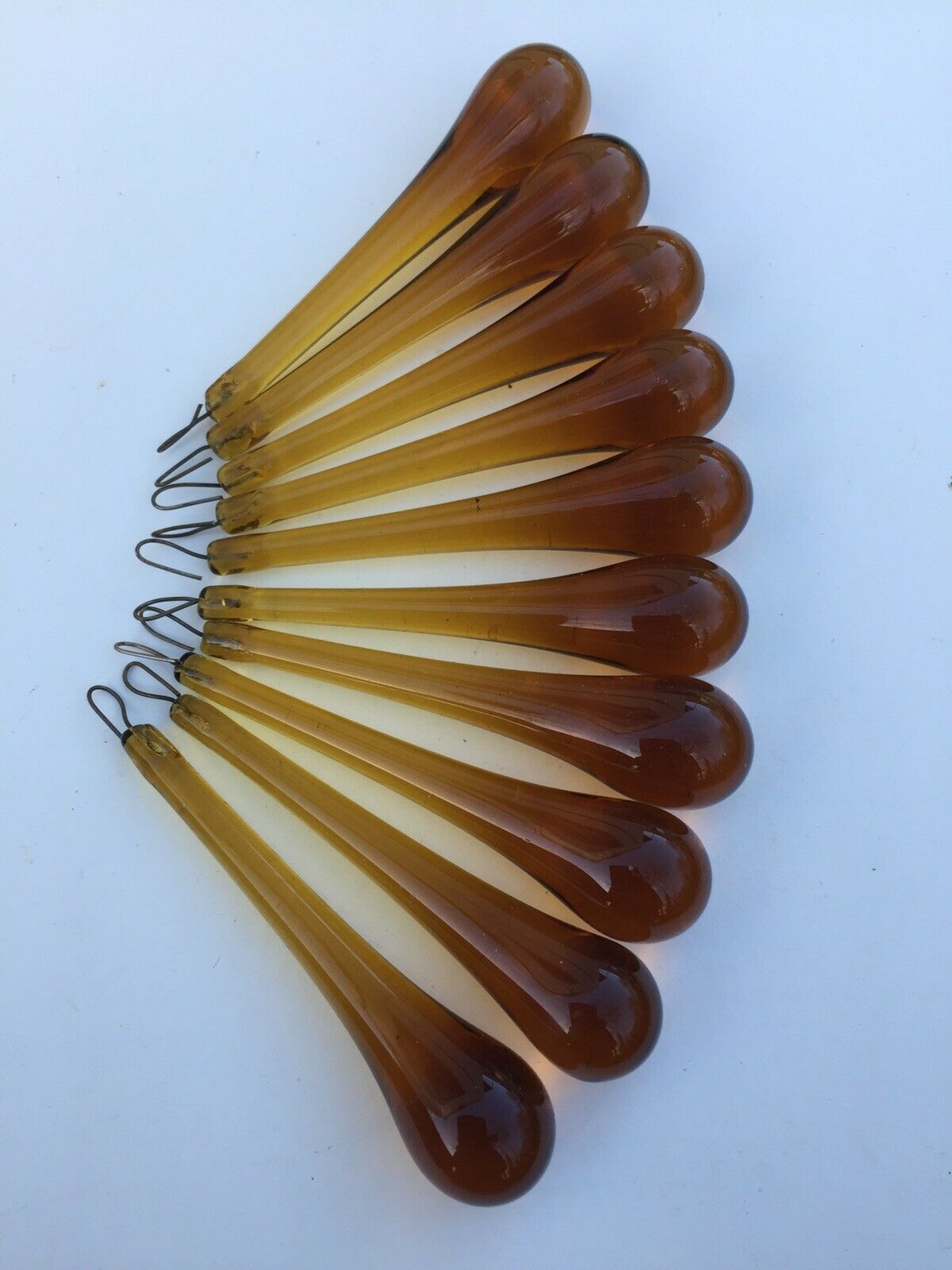 Vintage Amber Glass Chandelier Droplets