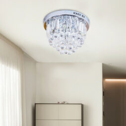 HOMCOM Crystal Lamp Ceiling Light Fixture Chandelier w/ 7- Lights Flush Mount
