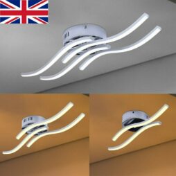 Modern LED 2/3/4 Light Wave Ceiling Lights Kitchen Living Bedroom Pendant Lamps