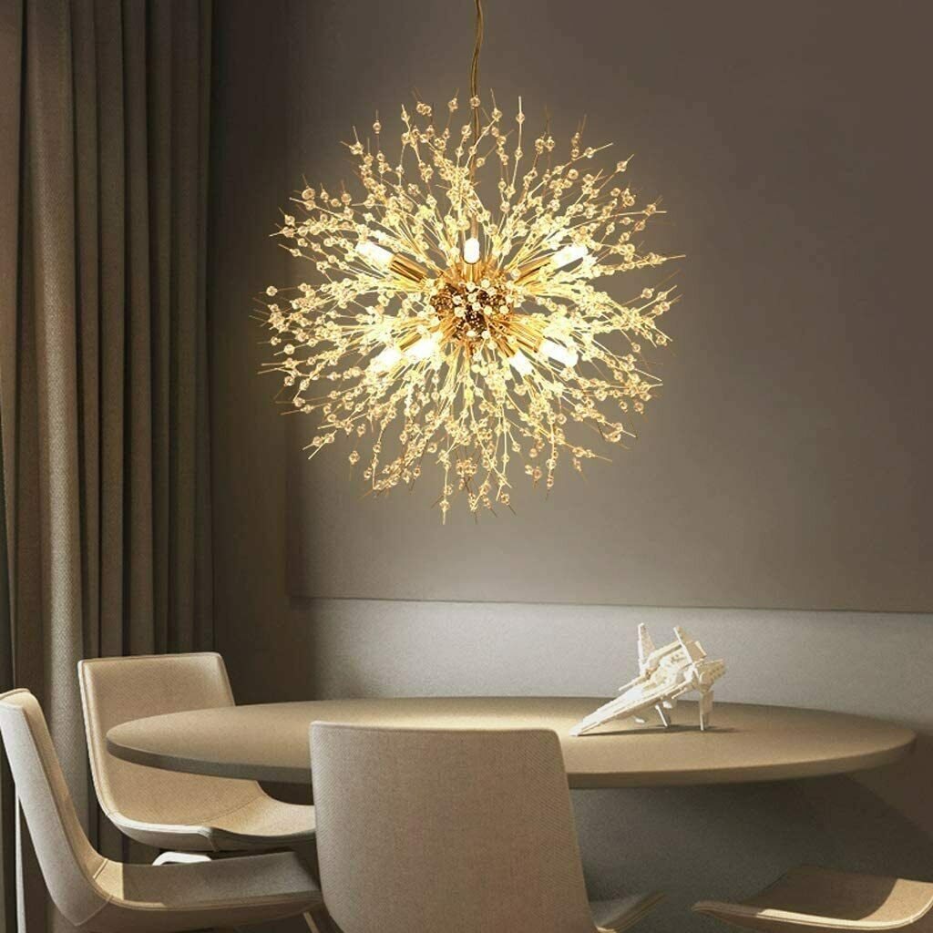 Modern 8 Light Crystal LED Chandelier Sputnik Lighting Firework Pendant Lamp