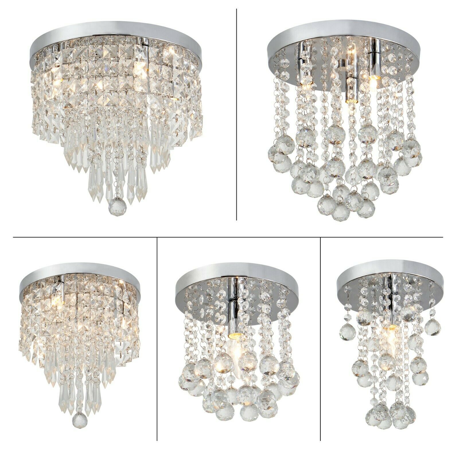 CRYSTAL Chrome Ceiling Light Modern Fitting Pendant Chandelier Living Room
