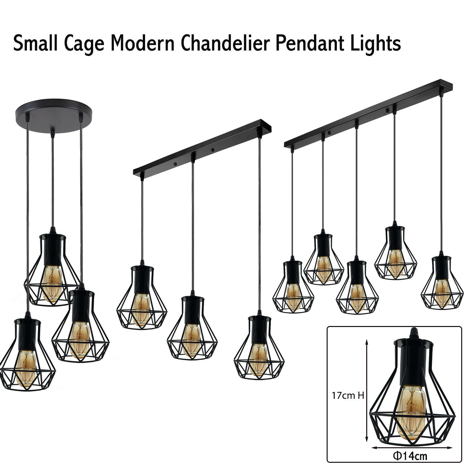 Vintage Industrial Metal Cage Ceiling Pendant Light Modern Hanging Retro Lamp UK