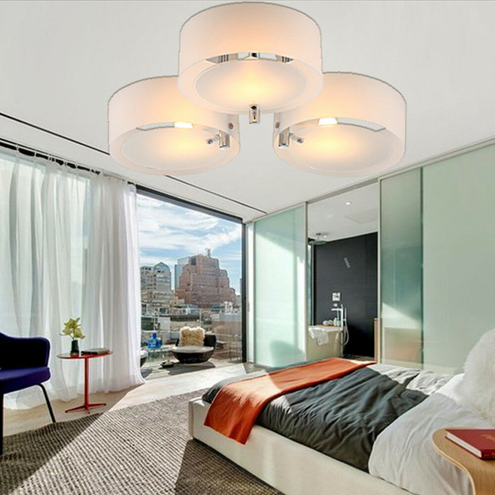Modern Acrylic Lamp Ceiling Light Pendant Chandelier with 3 Lights Chrome Finish
