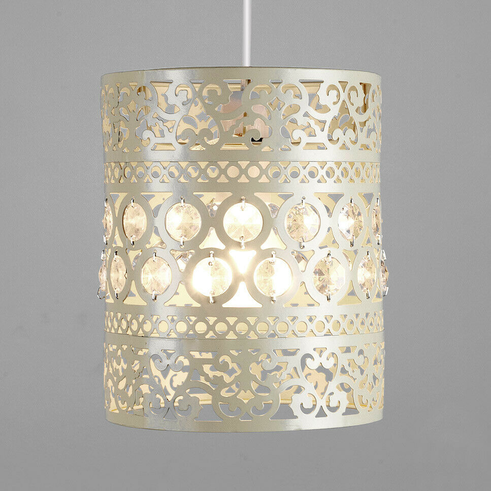 Modern Cream Ornate Moroccan Style Metal Ceiling Pendant Light Shade Lampshade