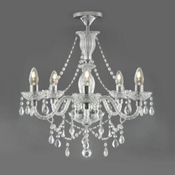 Crystal Effect Chandelier Flush Mount E14 Ceiling 5 Light Clearance Litecraft
